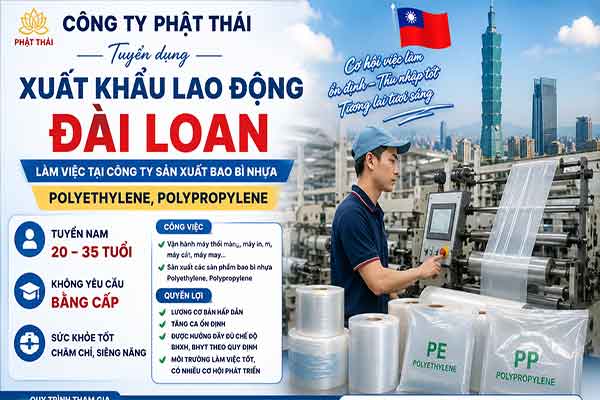 Công ty Phật Thái tại Bình Đông tuyển 01 Nam sản xuất bao bì nhựa