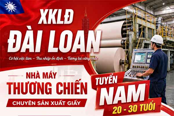 Nhà máy giấy Thương Chiến tại Chương Hóa tuyển gấp lao động