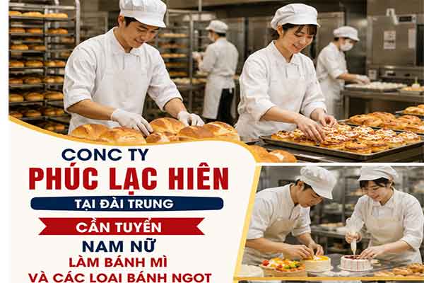 Công ty Phúc Lạc Hiên cần tuyển Nam Nữ làm bánh