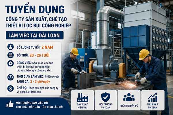 Công ty Quảng Long Hưng tại Đào Viên tuyển dụng 2 lao động nam